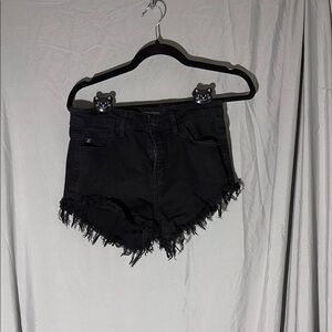KanCan Black High-Waisted Distressed Jean Shorts